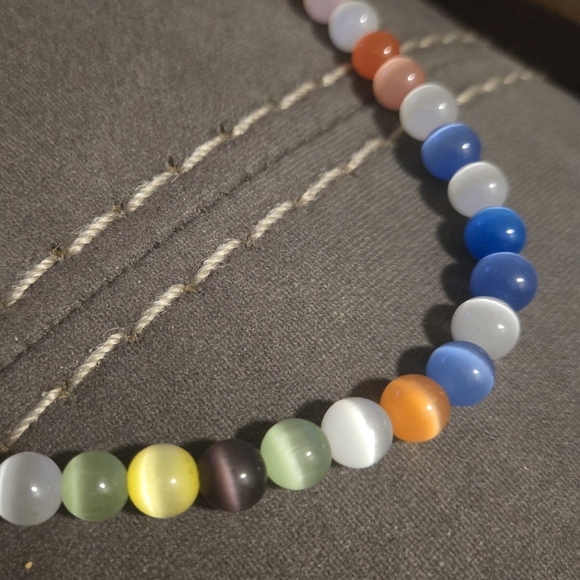 Rainbowcore Whimsigoth Y2K Preppy Cat's Eye Choker Necklace 17" - Picture 3 of 7